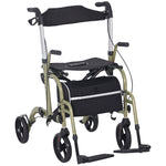 2 In 1 Wheelchair & Folding Rollator Walker Combo