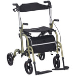 HOMCOM 2 In 1 Wheelchair & Folding Rollator Walker Combo