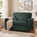 2 Seater Sofa Bed, 3-in-1 Velvet Pull Out Sleeper Sofa | Dark Green
