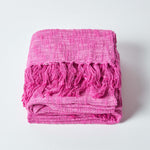 Nirvana Handwoven Slub Cotton Throw | 225cm x 255cm | Pink
