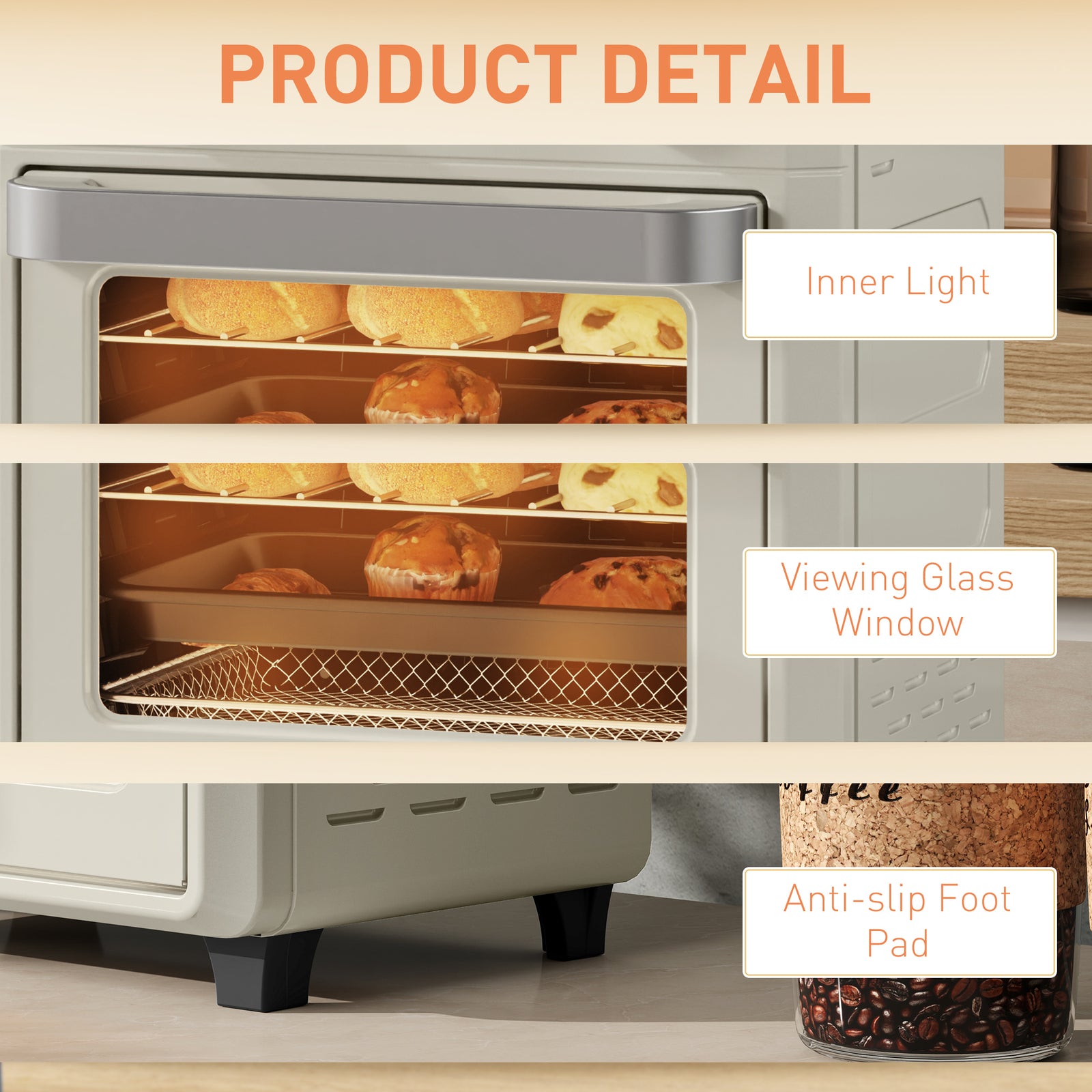 10l Air Fryer Oven Electric Oven Grill Roast Bake 1000w | One Size | Cream