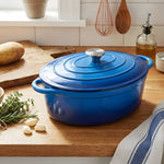 4.6l Enamelled Cast Iron Dutch Oven Pot For Bread Baking | Blue