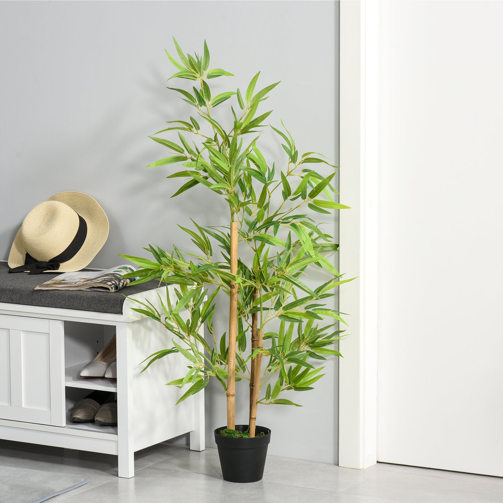 Set Of 2 120cm Artificial Bamboo Trees Plant With Pot
