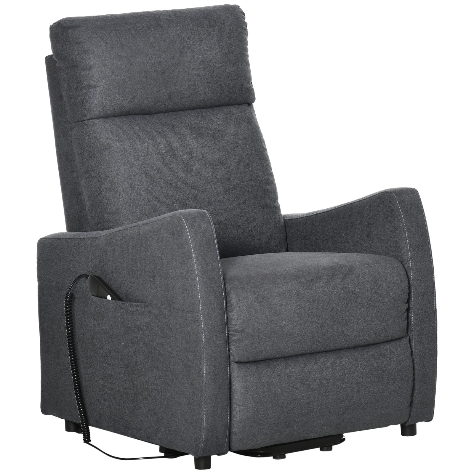 HOMCOM Power Lift Chair Fabric Electric W/ Side Pocket Grey