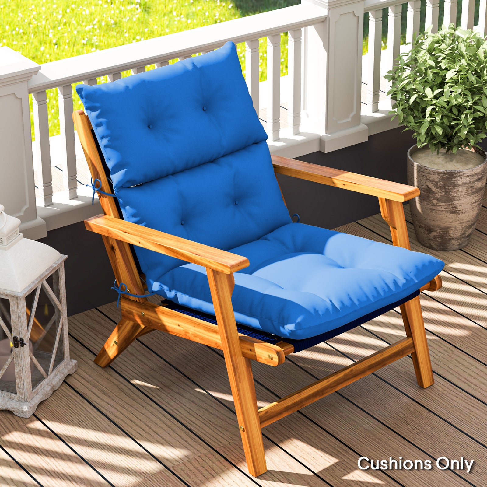 Adirondack Chair Cushion Rocking Chair Cushion W/ Ties | Blue