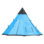 6 Man Tent Metal Poles Water-resistant Walls Windows Door | Blue