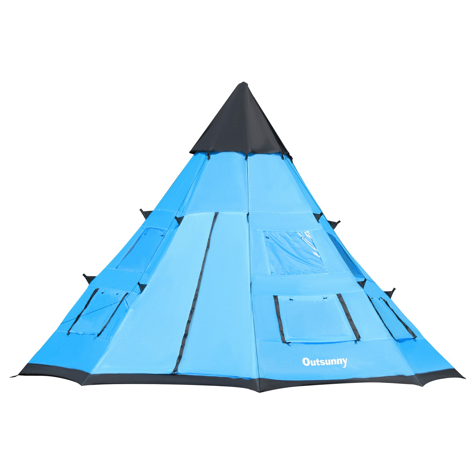 6 Man Tent Metal Poles Water-resistant Walls Windows Door | Blue