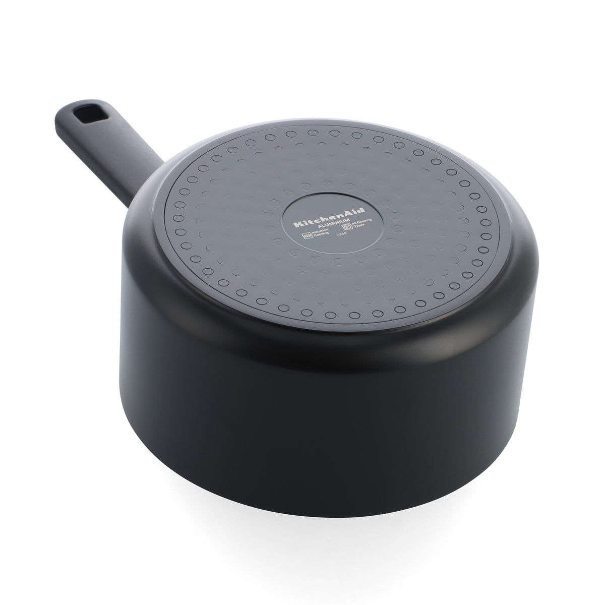 KitchenAid Cookware Coloured Aluminium Saucepan With Lid, 16cm, Pfas Free, Matt Black