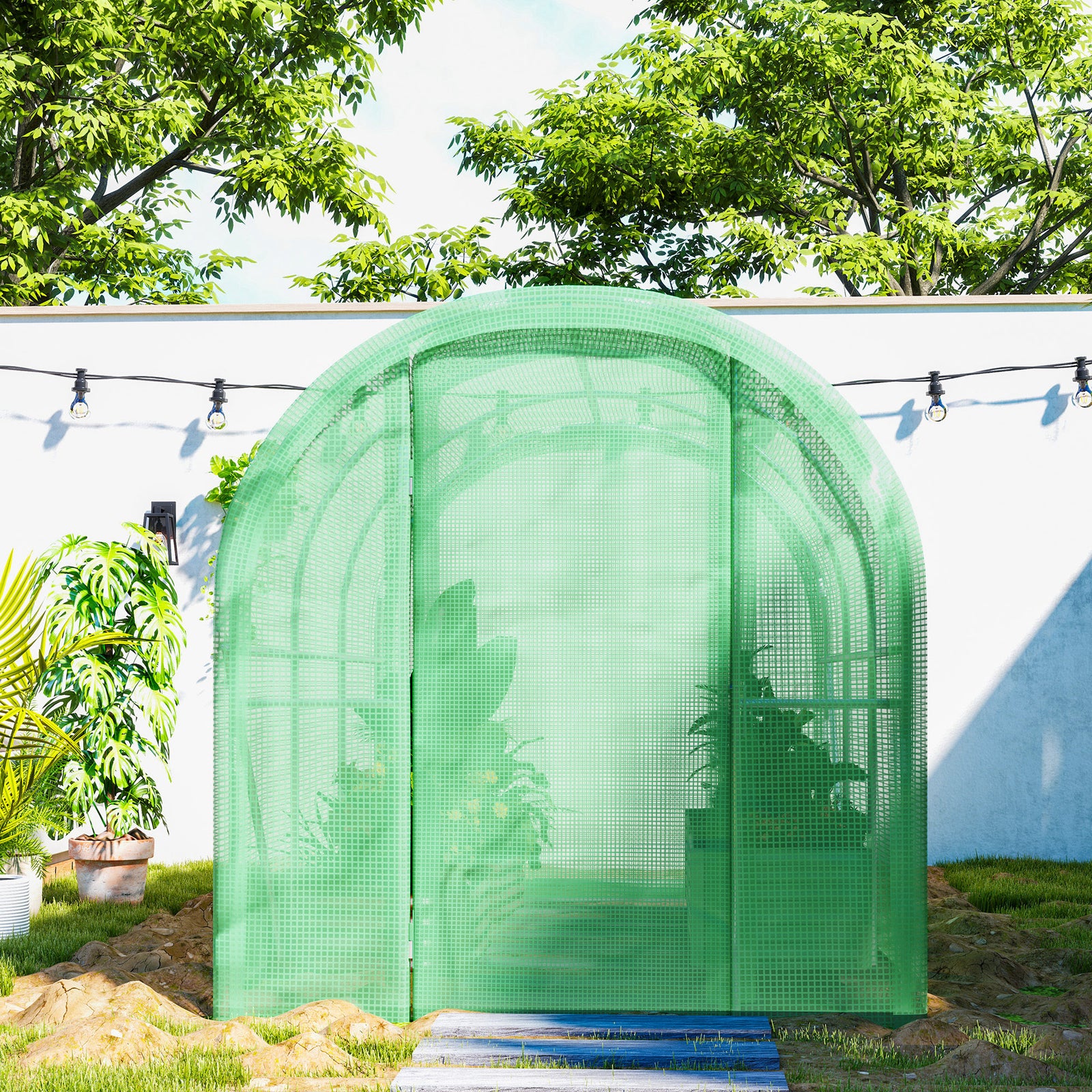 Polytunnel Greenhouse W/ Pe Cover, Walk-in Grow House