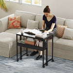 HOMCOM Foldable Computer Desk On Wheels For Small Spaces Black
