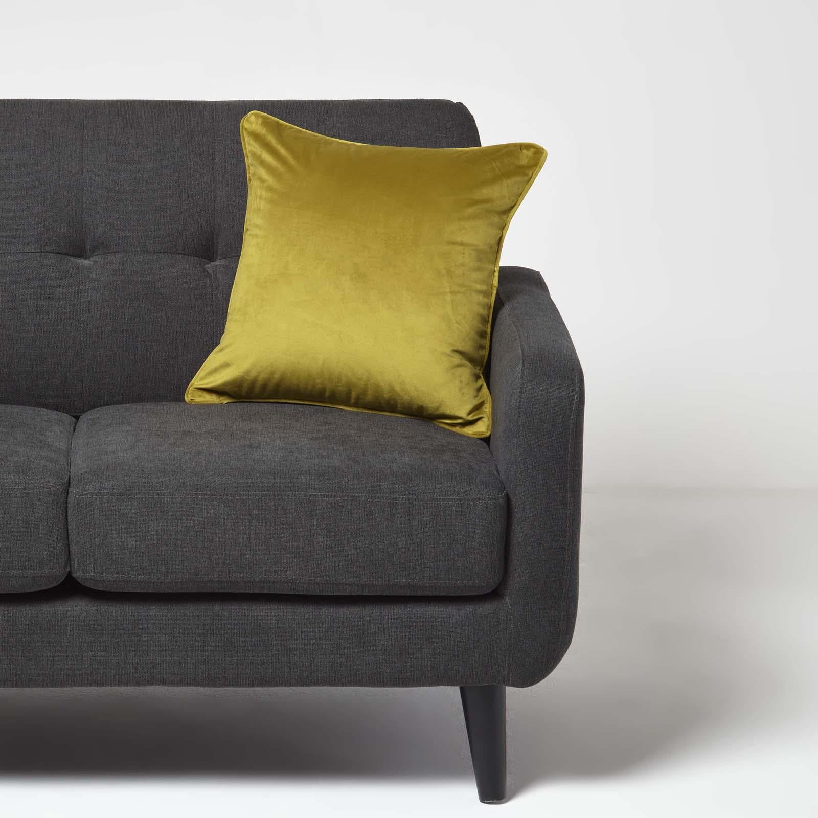 Filled Velvet Cushion With Piped Edge 46 X 46 Cm | 45cm x 45cm | Gold