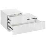 High Gloss Front Bedside Table Nightstand Led Light Remote | One Size | White