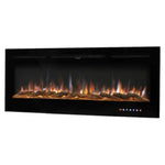 50/60-inch Recessed & Wall Mounted Electric Fireplace, 1800w Black Heater With 12-colour Flame, Log & Crystal Bed, Remote Control & Timer | Small
