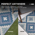 Luxury Outdoor Rug Waterproof Reversible For Garden Patio 100% Recycled, Blue Mia Aztec | 120cm x 180cm | Blue