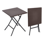 Square Rattan Folding Outdoor Bistro Table Black/brown | One Size | Brown