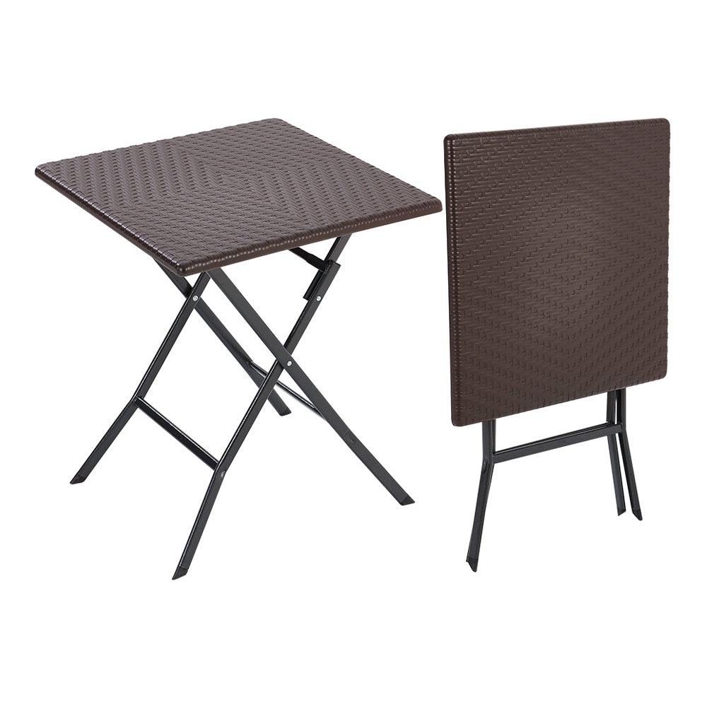 Square Rattan Folding Outdoor Bistro Table Black/brown | One Size | Brown