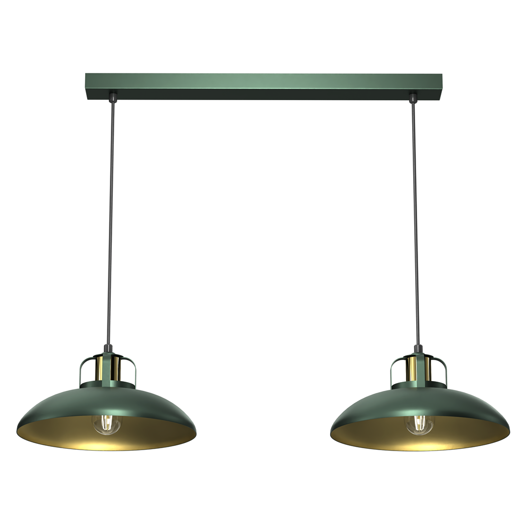 Felix Green Double Pendant Lamp 2xe27 The Hand Made High Quality Fittings 29cm Shades Rugged Industrial Look