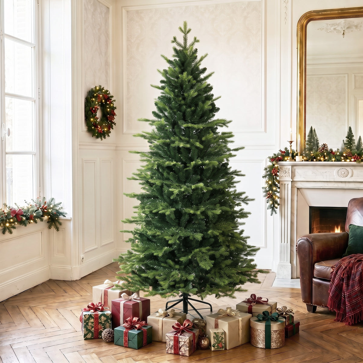 HOMCOM Geneva Fir Hinged Xmas Tree With Branch Tips