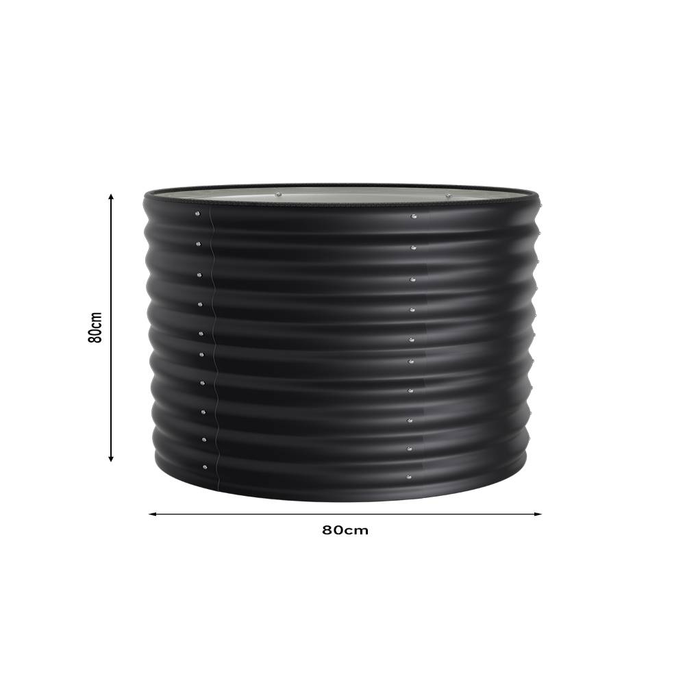 80cm Dia X 40cm/80cm H Outdoor Round Metal Raised Garden Bed Outdoor Planter Box | Large | Anthracite