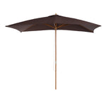 Wooden Garden Parasol Sun Shade Outdoor Umbrella Canopy | Brown