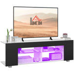 Tv Stand 145cm Glass Shelves Rgb Led | Black