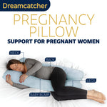 Pregnancy Pillow, U Shaped Shredded Memory Foam Maternity Cushion Machine Washable & Removable Velvet Cover | L | Blue