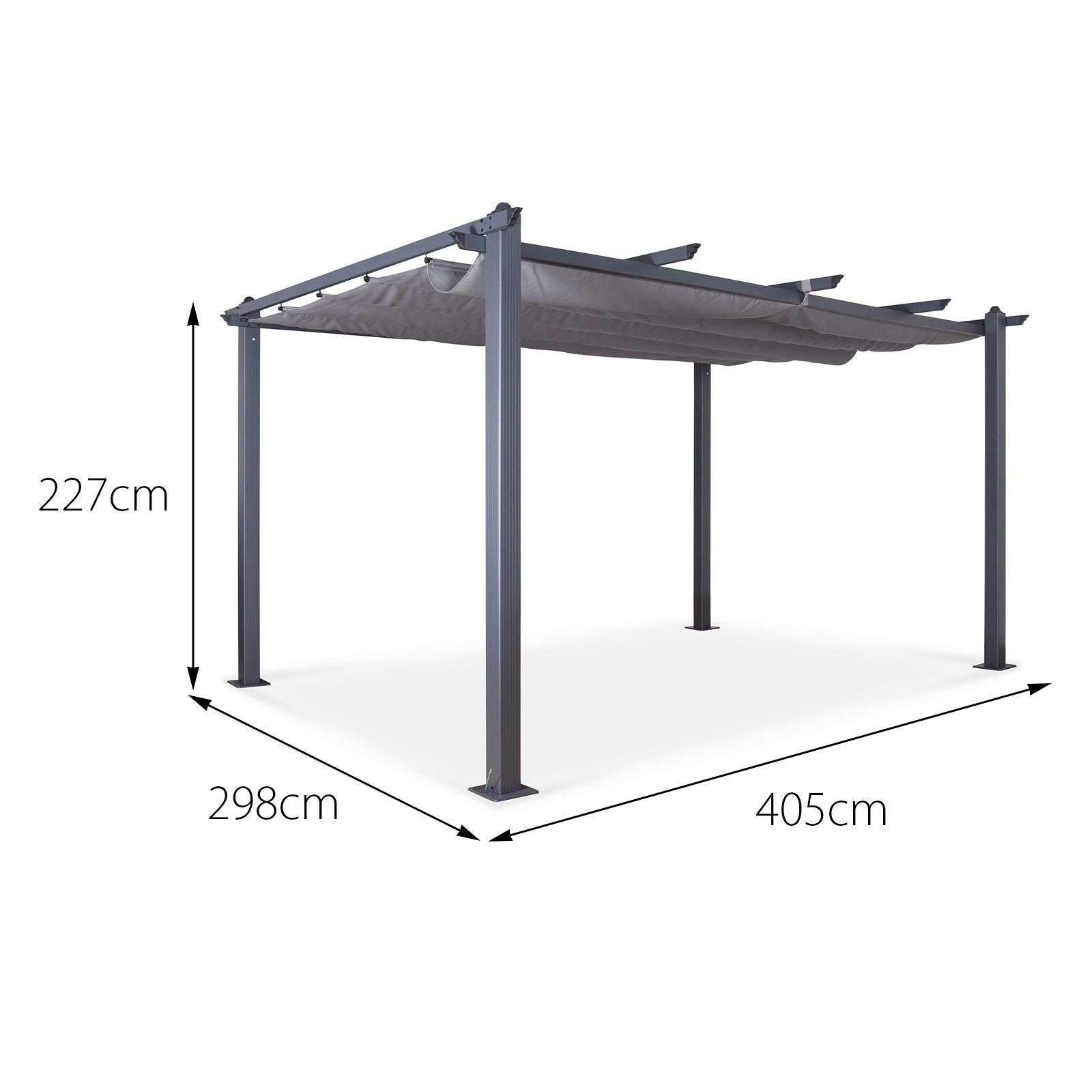 Acorn Aluminium 4m Rectangular Pergola Gazebo | 4m x 3m | Grey