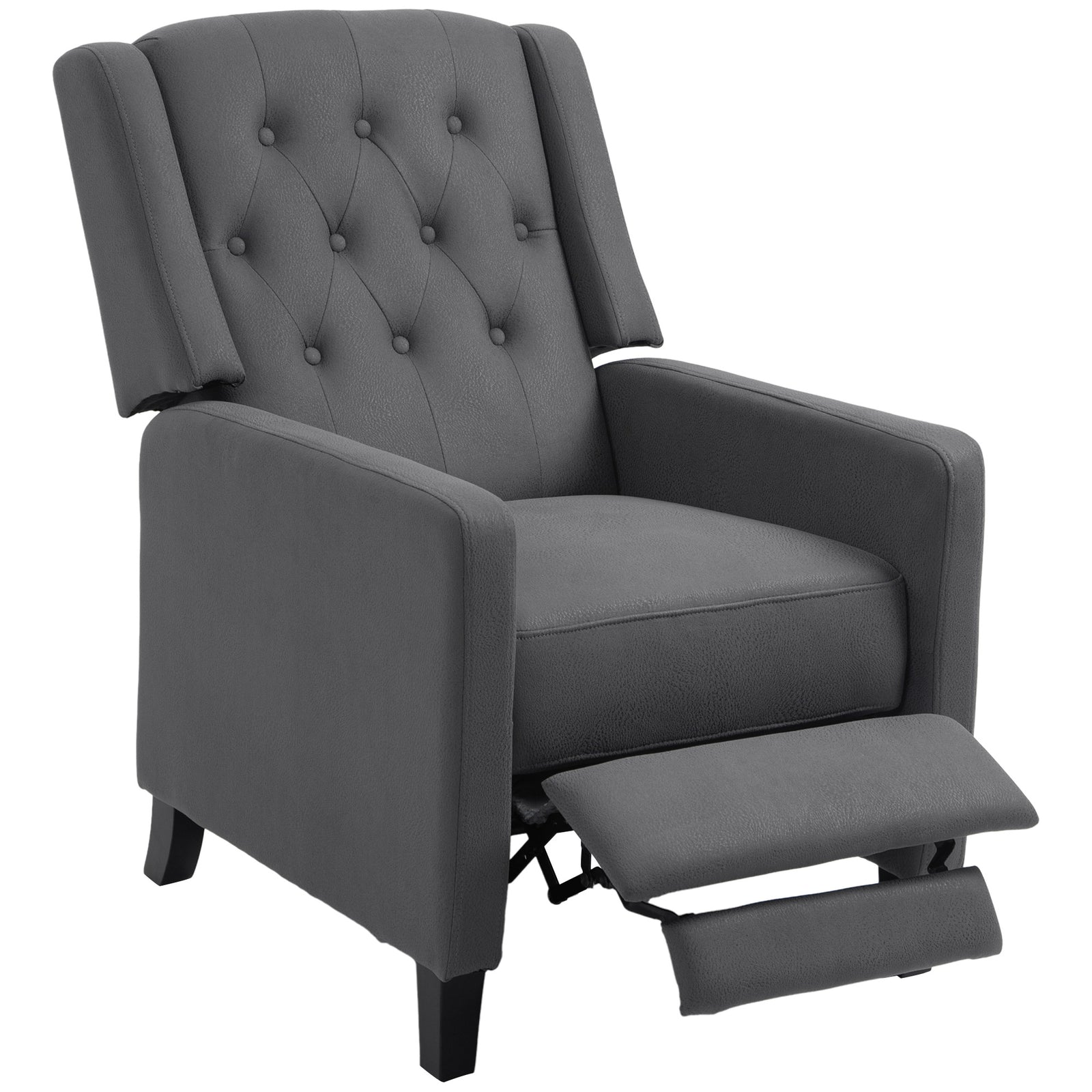 Button Tufted Microfibre Recliner Armchair | Charcoal Grey