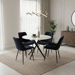Seattle Dining Table With 4 Erica Velvet Chairs | Black