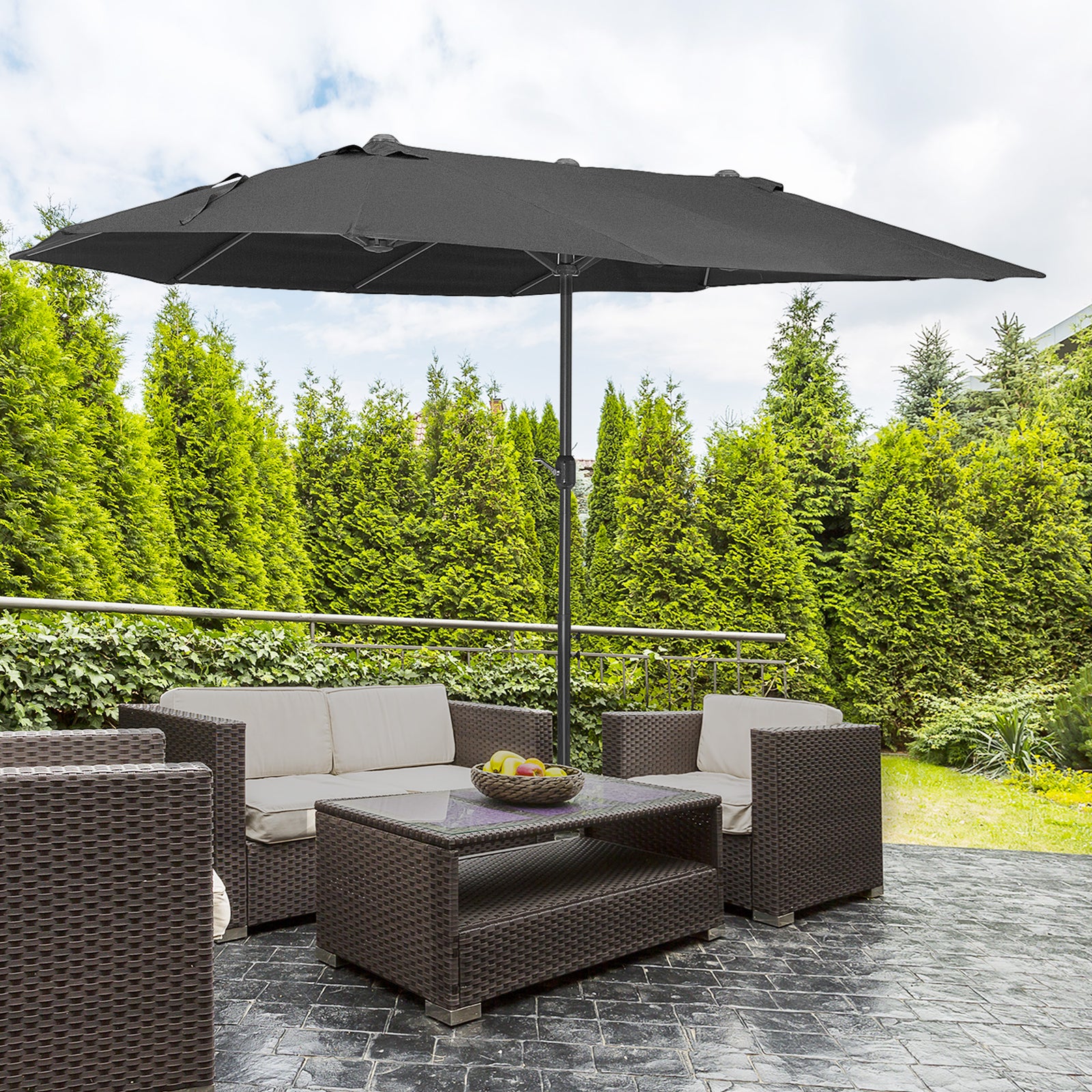 4.6m Double-sided Sun Umbrella W/ Base
