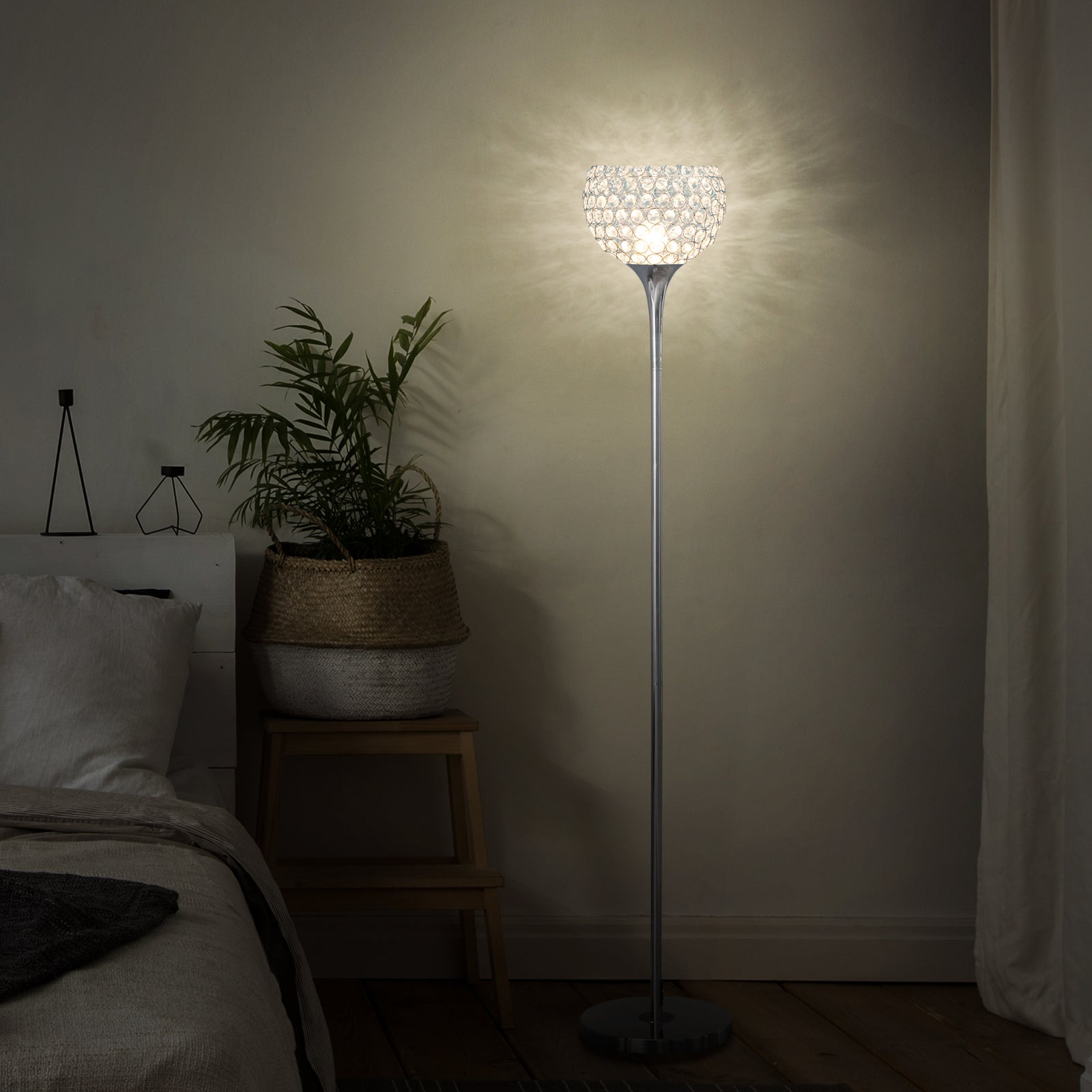 Modern Floor Lamp With K9 Crystal Lampshade Living Room
