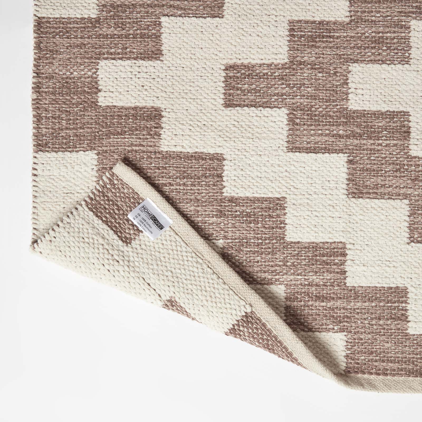 Malina Brown & Natural Kilim Cotton Rug | 150cm x 95cm | Natural