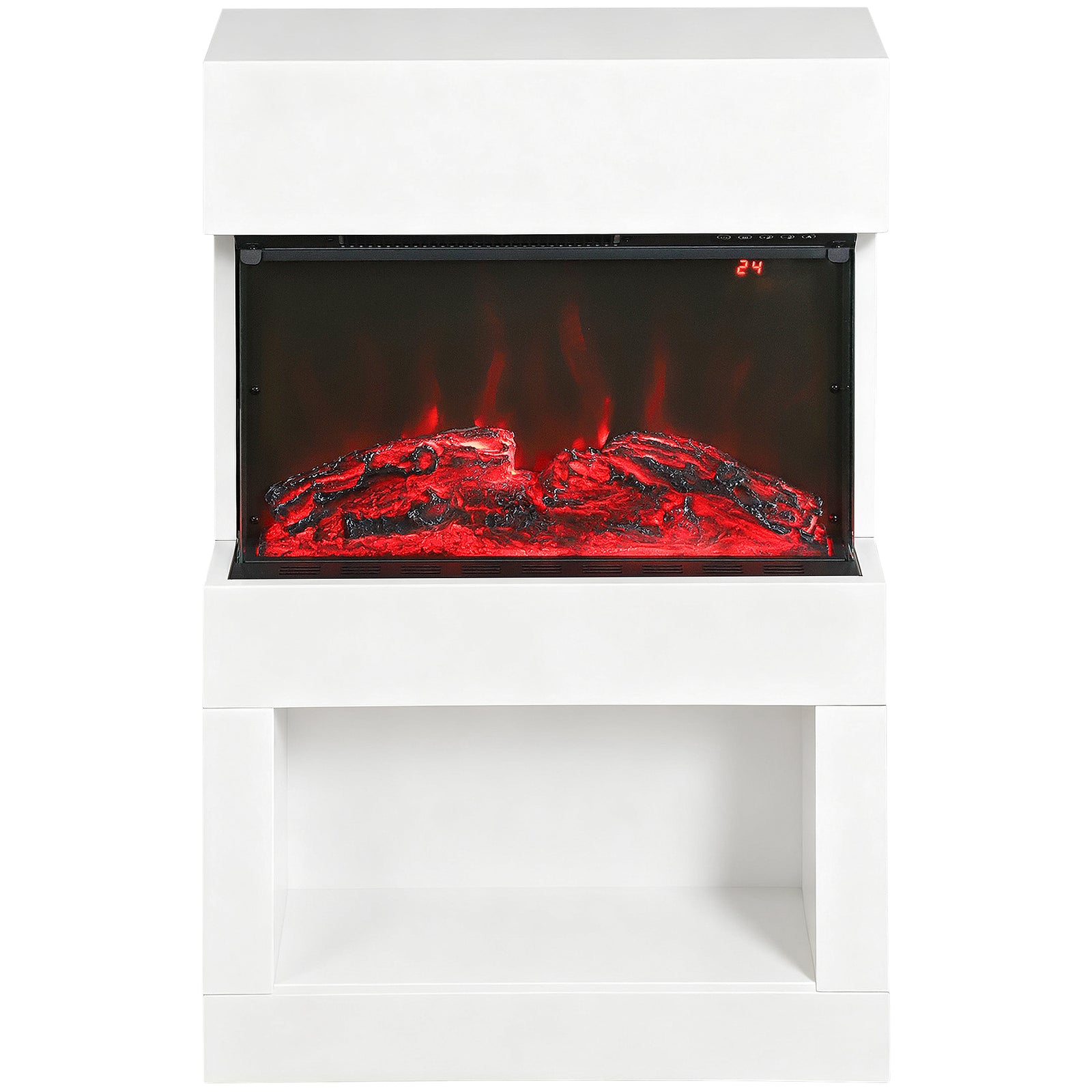 1000w/2000w Electric Fire And Mantel With Remote & Timer, White