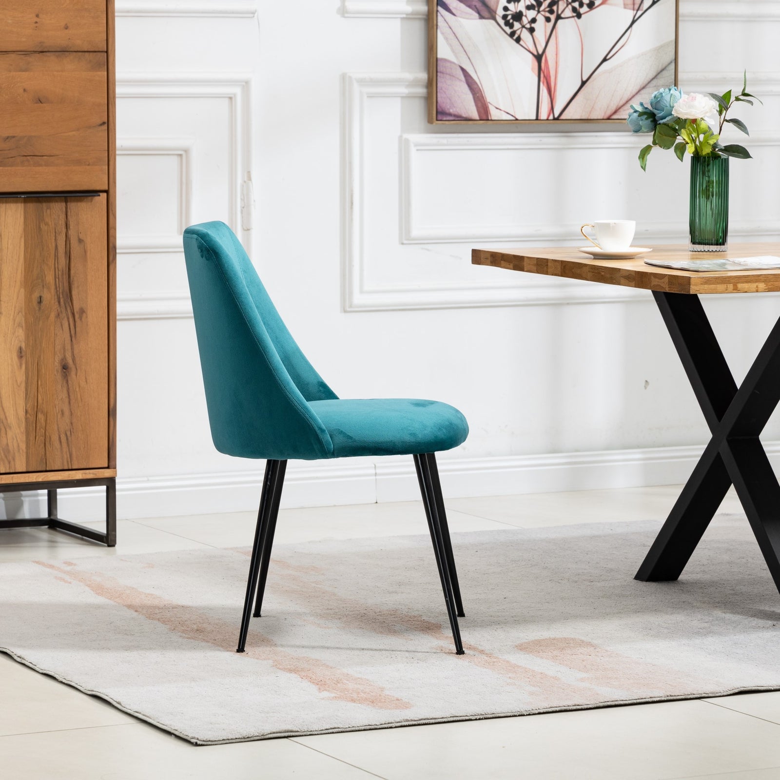 Set Of 2 Morandi Velvet Dining Chairs | Teal