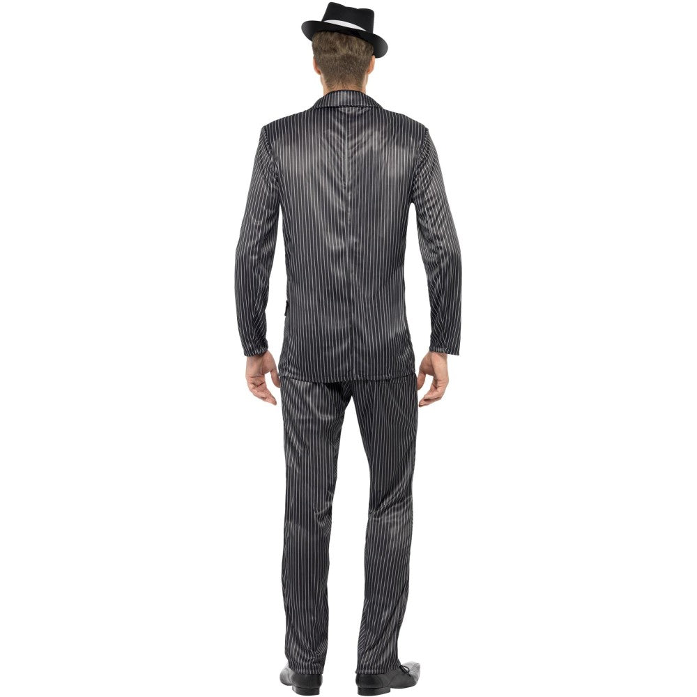 Gangster Costume, Black, Pinstripe | Large