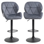 Bar Stools Set Of 2 Fabric Adjustable Counter Chairs | Black