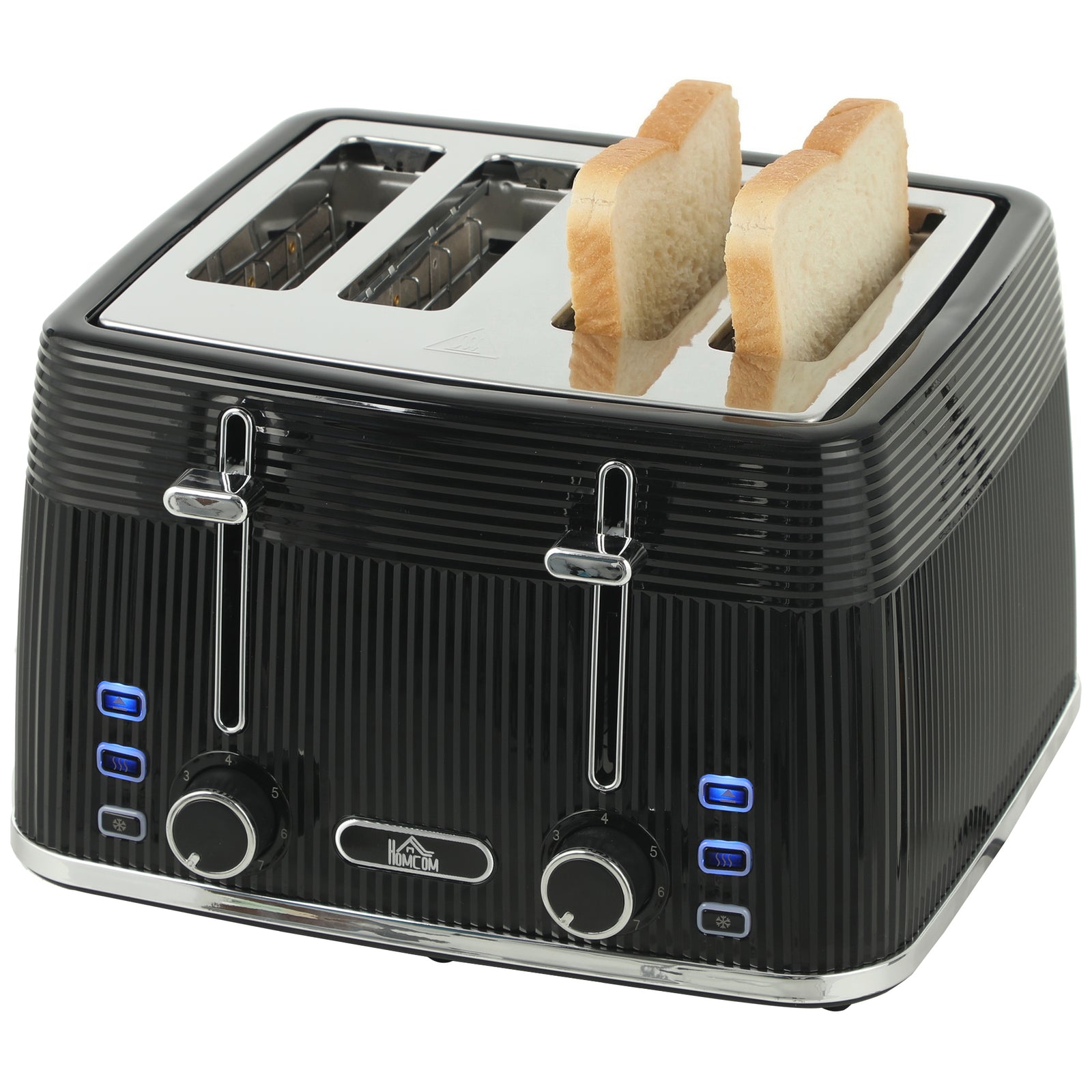4 Slice Electric Toaster With 7 Browning Levels, 1860w | Black