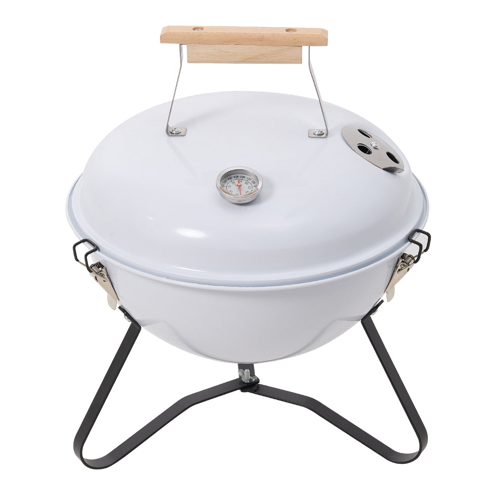Portable Charcoal Grill With Lid, Built-in Thermometer, Heat-resistant Handle