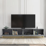 Ripple Duo Tv Unit 200cm - Fluted Design | Dark Grey