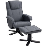 Swivel Recliner Chair With Footstool Linen