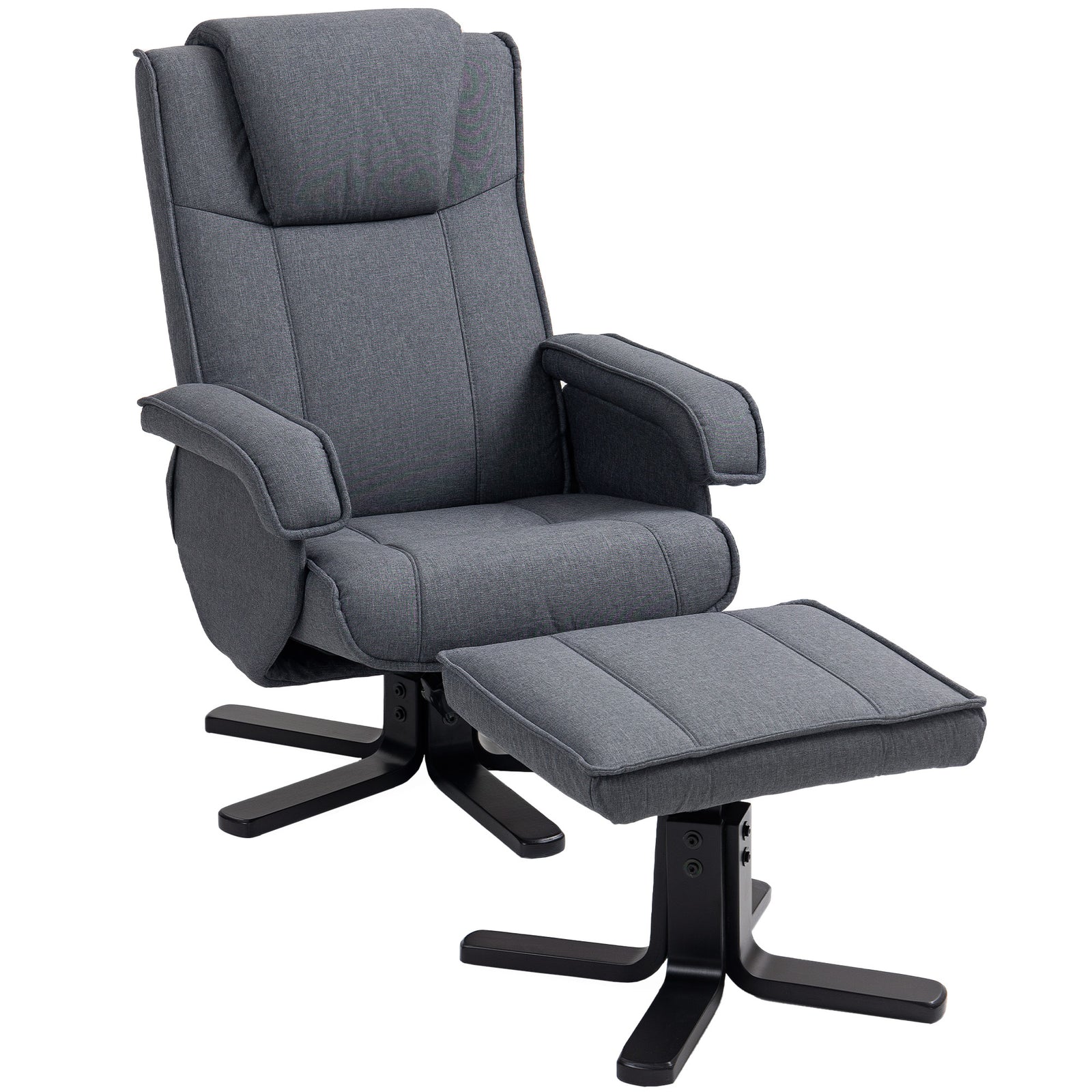 Swivel Recliner Chair With Footstool Linen