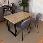 Colorado Dining Table With 4 Jaydn Leather Chairs | Grey