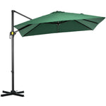 Square Cantilever Roma Parasol W/ 360° Crank & Base | Green