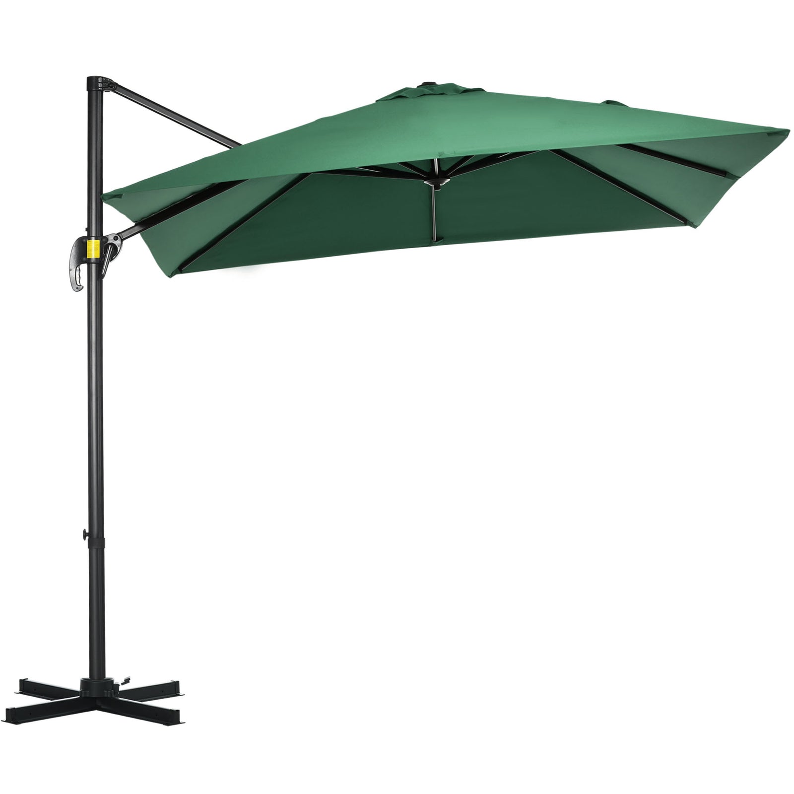 Square Cantilever Roma Parasol W/ 360° Crank & Base | Green