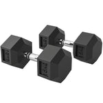 Rubber Hex Dumbbell Portable Hand Weights Home Gym | 30kg | Black