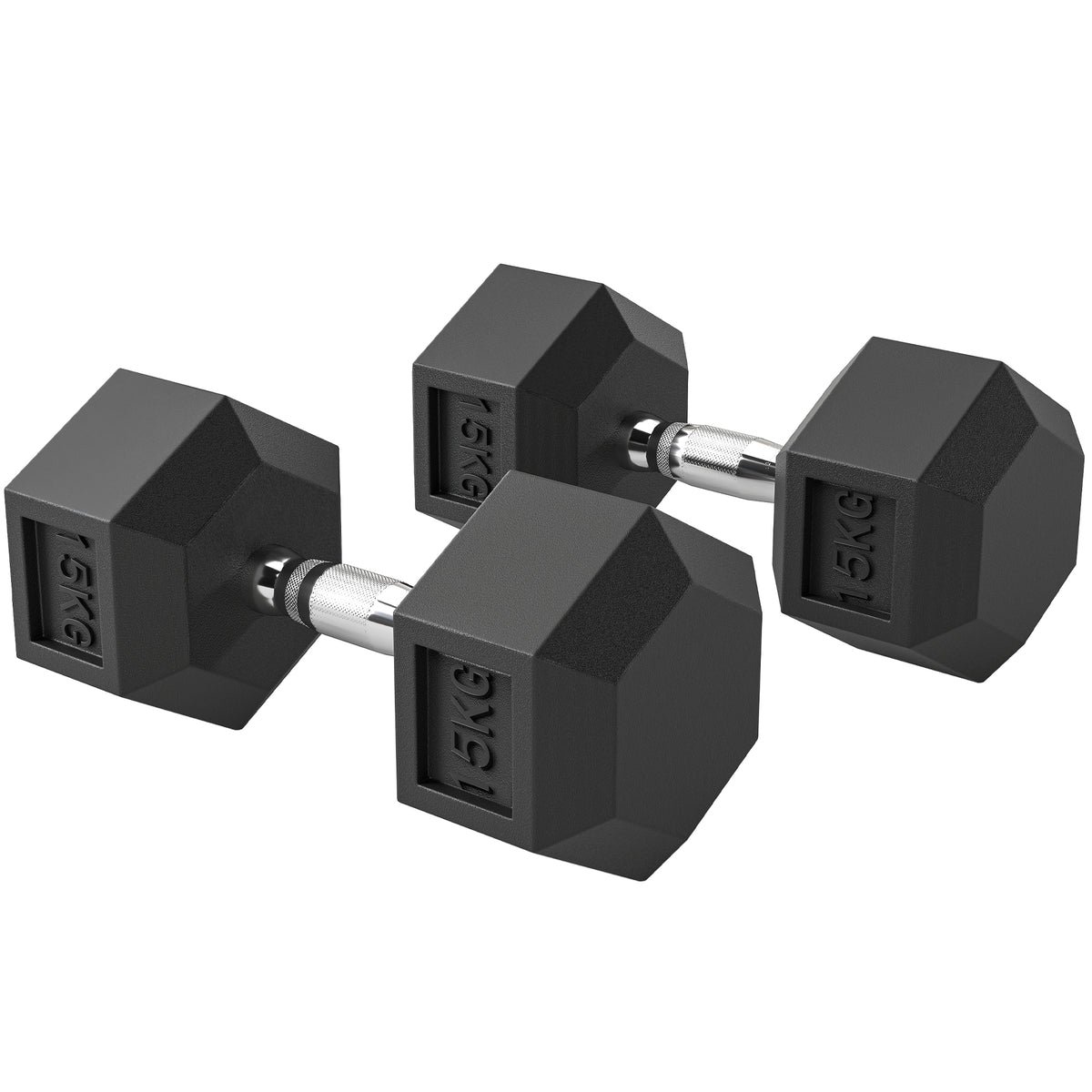 Rubber Hex Dumbbell Portable Hand Weights Home Gym | 30kg | Black