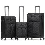 Lightweight 4 Wheel 800d Soft Case Quilted Suitcases Set Of 3 Anti Crack - Cabin & Hold Luggage 100+ Airlines Approved | Set of 3 | Black