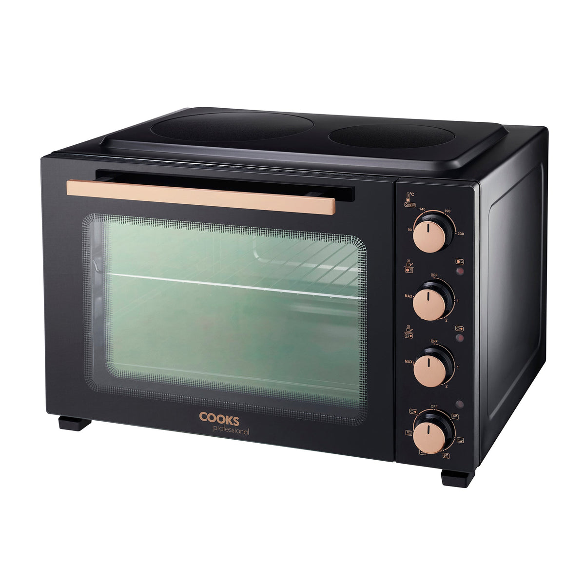 Cooks Professional 48l Mini Oven With 2 Ceramic Hobs - Countertop Cooker