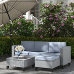 Rattan Garden Furniture Set W/ Corner Sofa, Table, Cushion | Gray