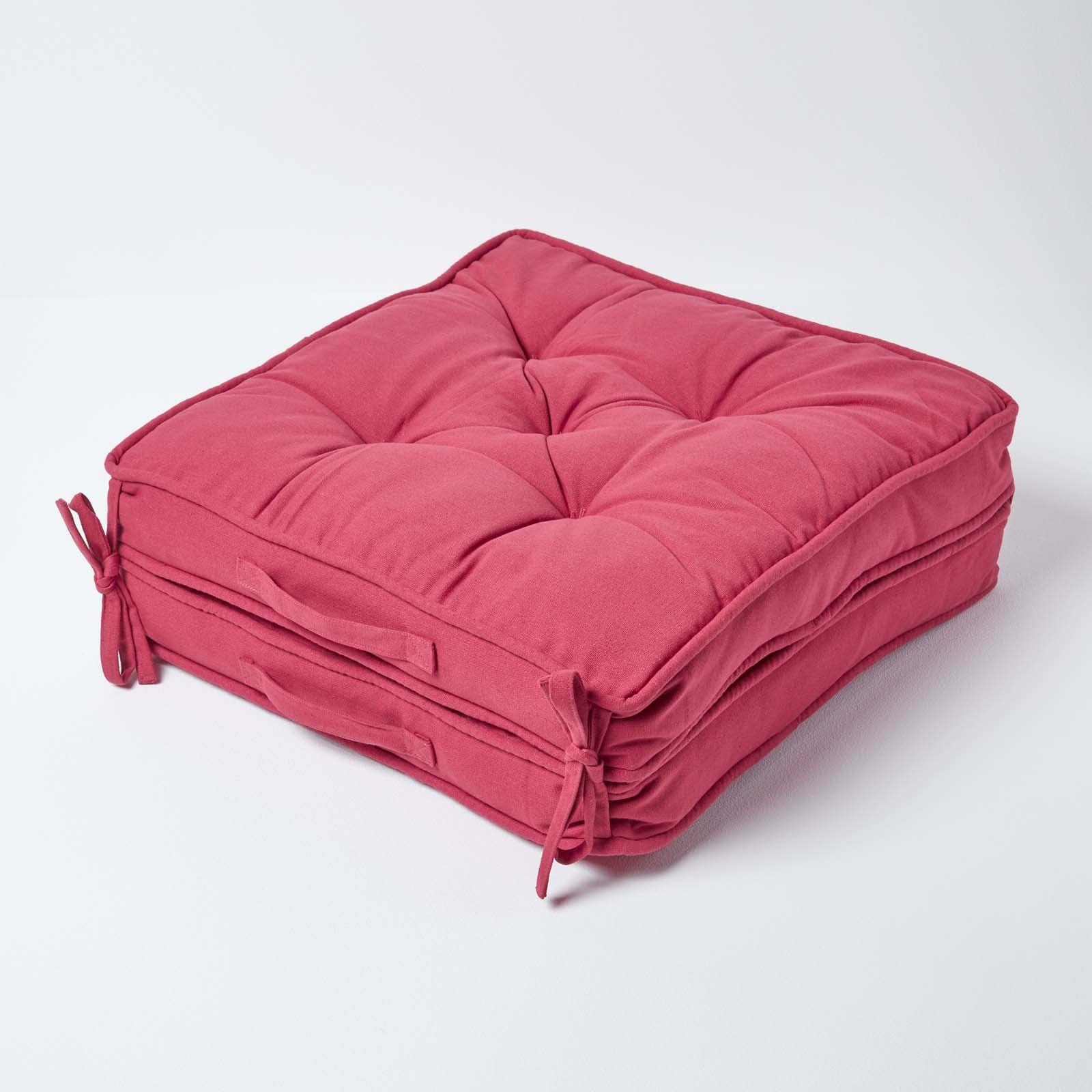 Cotton Travel Support Booster Cushion | 50cm x 50cm | Claret Red